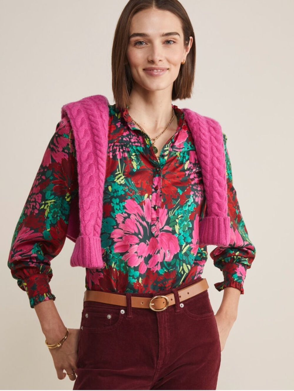 Vineyard Vines Silk Twill Ruffle Collar Popover